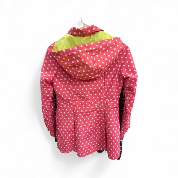 London Fog Pink Polka Dot Hooded Raincoat – Girls Size L (14–16) Barbiecore - Picture 3 of 15